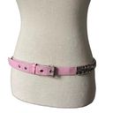 The Row Two Pyramid Studded Belt Leather Silver Pink Punk Rock Biker Y2K Medium Photo 6