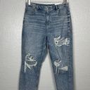 American Eagle  Women 16 Short Medium Wash Curvy Mom Jeans Distressed High Rise Photo 0