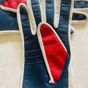 VTG Driving Gloves Women O/S White Stretch Nylon Spandex Leather Mesh Red Blue Photo 7