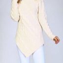 Listicle  Cozy Cable Knit Turtleneck Sweater Pointed Hem Cream S/M Photo 6