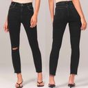 Abercrombie & Fitch A&F Curve Love Skinny High Rise 28 Black Ripped Photo 0