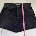 AGOLDE NEW  Parker Angled Denim Jean Skirt Womens 24 Black Distressed Frayed Edge Photo 7