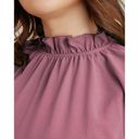 Bloomchic  Plain Lantern Sleeve Ruffle Trim Mock Neck Mauve Blouse 22 24 3X NWT Photo 4