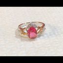 Ruby New Oval  CZ SilverTone&GoldFilled Ring S5 3/4 Photo 2