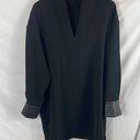 Vince  Faux Leather Long Sleeve Slit-Neck Dress Black Size XL Photo 1