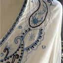 Fashion Bug Vintage  Blouse White Peasant Long Sleeve V-neck Embroidered Women Photo 5