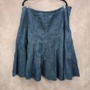 Larry Levine  Women Stretch Blue Denim Jeans Flare Knee Length Skirt Size 18W Photo 1