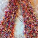 90s vibe Cozy Knit Scarf Super Soft Rainbow Colorful Bohemian Warm Women Photo 4