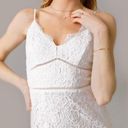 Blue Rain  Lace Sheath Midi Dress Sleeveless V Neck White Size S Bridal Wedding Photo 2