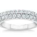 The Row Round Brilliant 0.70 ctw VS2 Clarity, I Color Diamond 14kt White Gold Double Band Size 6 Photo 0