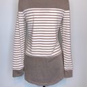 Hount Small Long Sleeve Striped Top Shirt Brown/Cream Tunic Length Casual Basic Photo 2