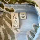 Joie  Blue & Green Leaf Pattern Tied Cropped Button Down Blouse - Medium Photo 4