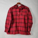 Coldwater Creek  Womens Shirt Size M Red Holiday Plaid Silk Lightweight Button Up Photo 8