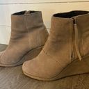 Toms  Desert Taupe Suede High Wedge Booties Women’s Size 7 Photo 3