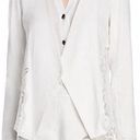 Alice + Olivia  Jenice Lace Inset Open Front Blazer White Linen Size Small Photo 0