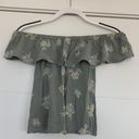 Full Tilt Sage Green Off The Shoulder Floral Top Photo 0