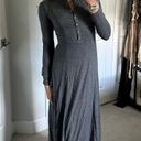 Halara Round Neck Button Long Sleeve Flare Maxi Casual Dress Photo 1