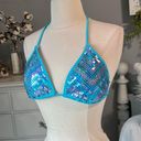 Bongo Blue Sequin Sparkly Bikini Swimsuit Top  Large Tie back Photo 3