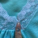 American Vintage VTG 70’s Terrycloth Aqua with white Lace trim Bohemian top! OSFM. Photo 15