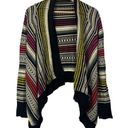 FATE. Boutique Black Red & Yellow Stripe Knit Cropped Waterfall Cardigan M Photo 2