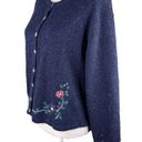 Northern Reflections  Sweater Cardigan Large Navy Pink Floral L Photo 6