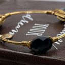 Onyx Bourbon and Bowties Women’s Black  Gold Plated Wire Wrapped Bangle Bracelet Photo 6