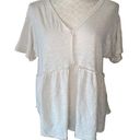 American Eagle Cream V-Neck Tie Back Peplum Babydoll Top Size Medium Photo 0