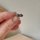 Vintage “Eritrea” Silver Floral Pinkie Ring 4.5 Gunmetal Whimsigoth Neutral Gray Photo 11