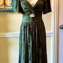 Angie Maxi Dress Olive Green Floral Print Ruffle Hem Maxi Dress Maxidress Size S Photo 0