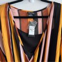 City Chic  Dress Gold Stripe Multicolored Maxi Sz 22W NWT V Neck Asymmetrical Hem Photo 4