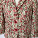 Talbots  Floral Pink Green Jacket Blazer Watercolor Rose 3/4 Sleeves Size 10 Photo 7
