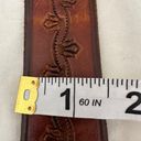 Vintage HAND TOOLED Leather WESTERN Belt XL Brown with Brass Rhinestone Buckle Photo 5