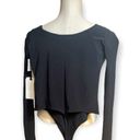 Leith  double scoop neck black bodysuit long sleeve Sz S NWT Photo 0