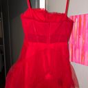 Betsy and Adam Sleeveless Corset Red Dress Photo 2