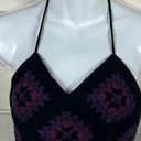 American Vintage Crochet Black Fringe Halter one size Photo 5