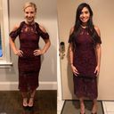 Alexis Evie women’s burgundy cold shoulder lace midi sheath dress size S small Photo 4