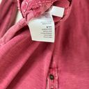 Pilcro Anthropologie Henley V-Neck Raw Hem Cotton Long Sleeve Swing Top Red Photo 9