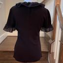 Trina Turk  Black W/Blk Ruffle Scoop Neck Tee Size Small Photo 2