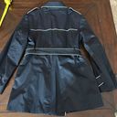 Anne Klein  Black w/ White Trim Double Breasted Belted Trench Coat - size 4 Photo 8