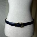 Vintage 90s Leather Belt Deep Navy Blue Gold Hardware Classic Work Office Medium Photo 4