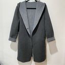 Uniqlo Double Face Dark Gray Wool Blend Hooded Coat Size L Photo 8