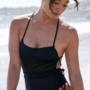 Good American NEW  Swimsuit Medium One Piece Shine Barely There Black Tie NWOT Photo 0