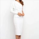 Petal and Pup  Cheyanne White One Shoulder Midi Knit Sheath Dress 10 Photo 2