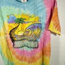 The Comfy  Resortwear Tie Dye Women's LG Sunset Vibes Graphic Long Beach T-Shirt EUC Photo 3