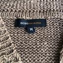 BCBGMAXAZRIA Brown Crochet Button Up Hoodie V-Neck Long Sleeve Cardigan Sweater Photo 4