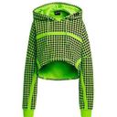 Ivy Park  x Adidas Solar Green Houndstooth Cropped Long Sleeve Hoodie Size Large Photo 0