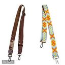 Lot of 2 Purse Straps Brown Faux Leather Aztec Print Photo 0