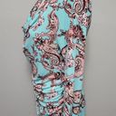 Ny&co NY& 7th Ave teal paisley drape neck ruched blouse size small Photo 3