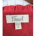 Fossil  Women Sweater Sz S Burnt Orange Floral Modern Cashmere Blend Ruffled Neck Photo 1