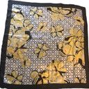 VTG Silk Square Scarf Yellow Floral Polka Dot Border Classic Glamourous Charm Photo 2